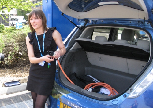 Katie, demonstrating the charging cable