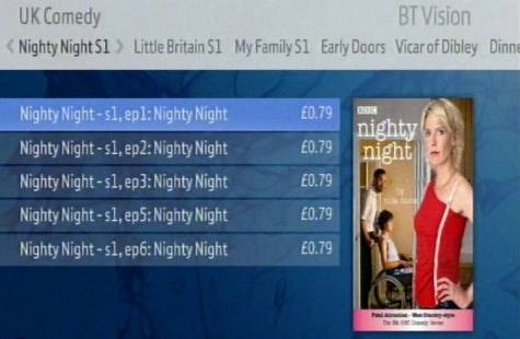 Downloading comedy on BT Vision
