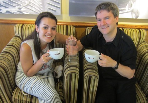 Kelly and Pete with wappuccino cups