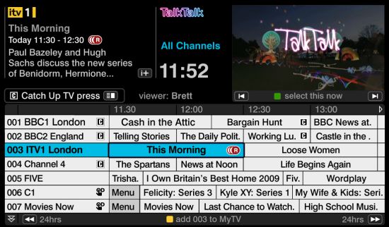 TalkTalk EPG Screenshot