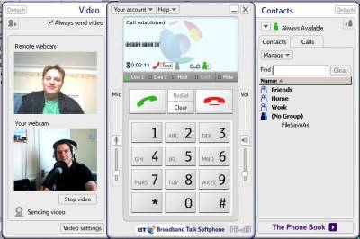Voice and video over a BT Softphone