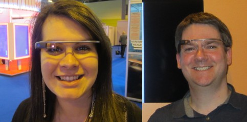 Kelly and Pete trying Google Glass