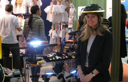 Sarah, modelling the Bicygnals Angel helmet