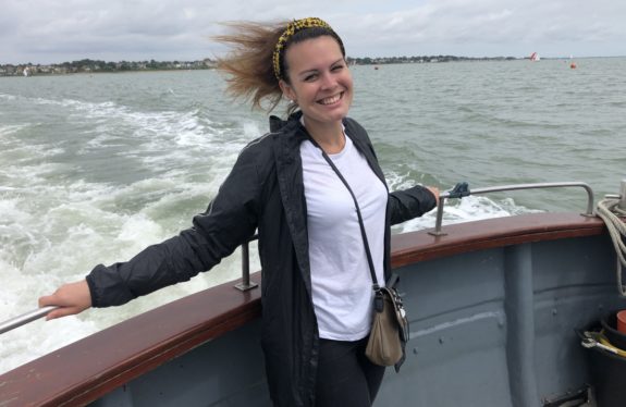 Kelly's Titanic pose, on the way to Radio Caroline