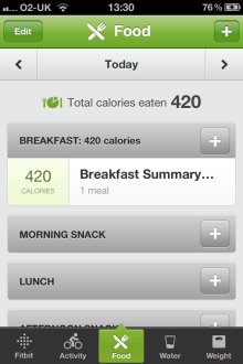 Fitbit iPhone App Food input