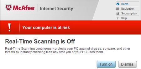 McAfee Your Computer is at Risk