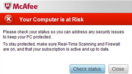 McAfee Your Computer is at Risk
