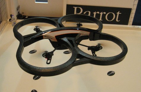 The Parrot AR Drone 2.0 in flight