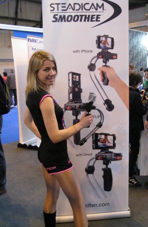 Suze, modelling the Steadicam Smoothee