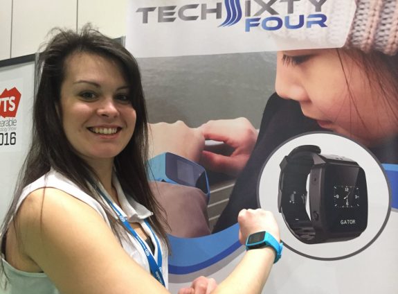 Kelly with the TechSixtyFour trackable kids phone watch