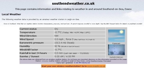 Published website from Weather Maps